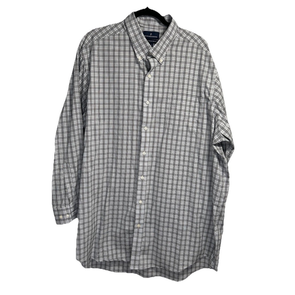 Buttoned Down Brand Shirt Mens 19.5/36 Black‎ Gingham Check Plaid Classic Fit